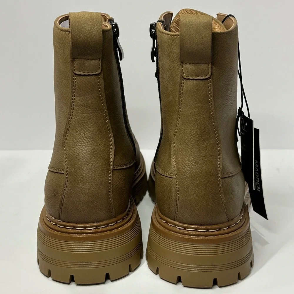 Madden NYC Mens MCCOYY Combat Boots Taupe Brown Lug Sole Zip Up Size 8 NEW‎